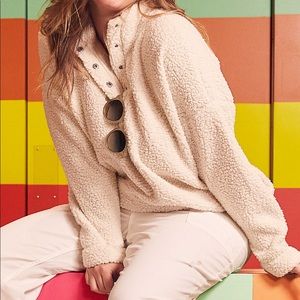 Aerie Cloud Sherpa Oversized Pullover Natural